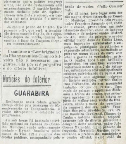 Notícias do Passado: Guarabira teve desfile cívico registrado em jornal de 1917